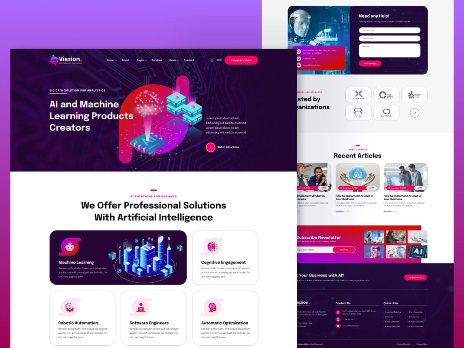Viszion - Artificial Intelligence Figma Template - Theme Worx